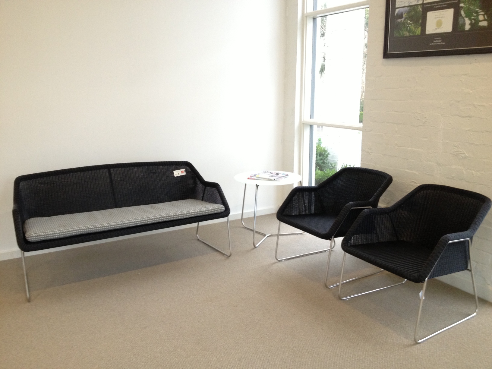 Mood 2 Seat Sofa, Easy Chairs and Mood Round Coffee table from Cosh Living in the Ian Barker Gardens waiting area