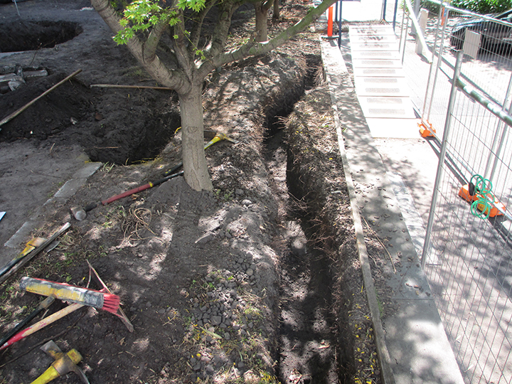 Digging begins at 28 Southgate by the hard working team from Melbourne landscape construction company Ian Barker Landscapes