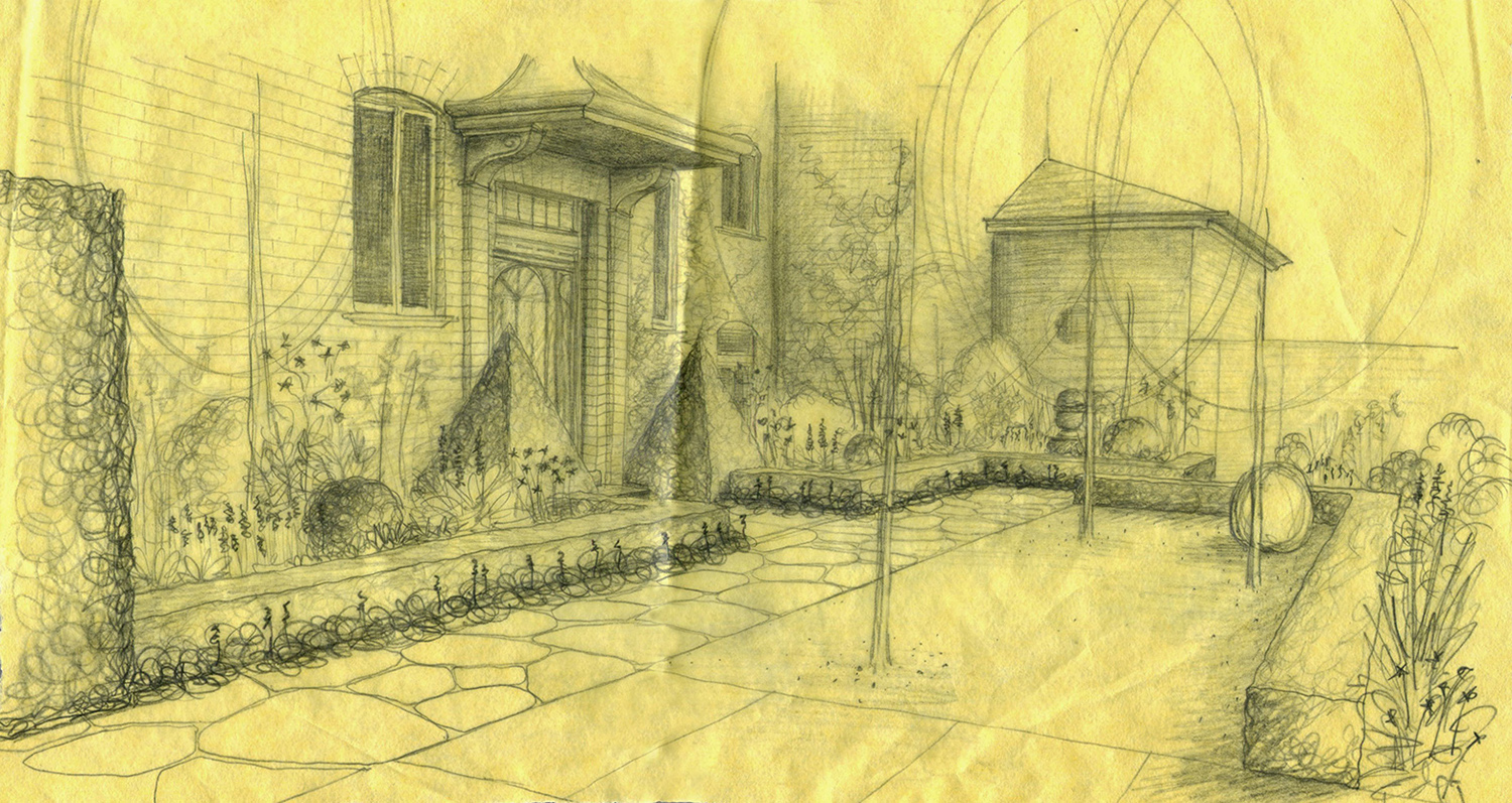 Camberwell Project Hand Drawn Perspective Sketch by Melbourne Landscape Design Company Ian Barker Gardens 3