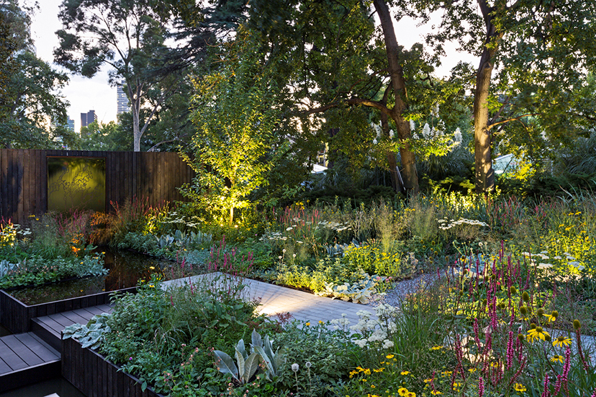 Ian Barker Gardens_Melbourne International Flower & Garden Show 2016_Patrick Redmond Photography_Reflection Garden at Dusk