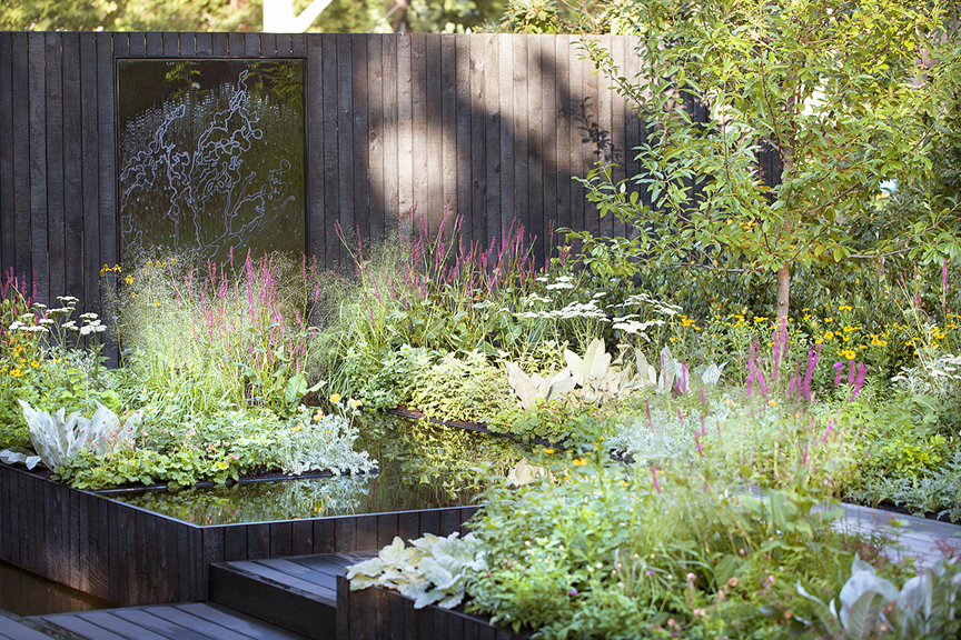 Ian Barker Gardens_Melbourne International Flower & Garden Show 2016_Sally Plottel Photography_Planting and Black Mirror Water Feature