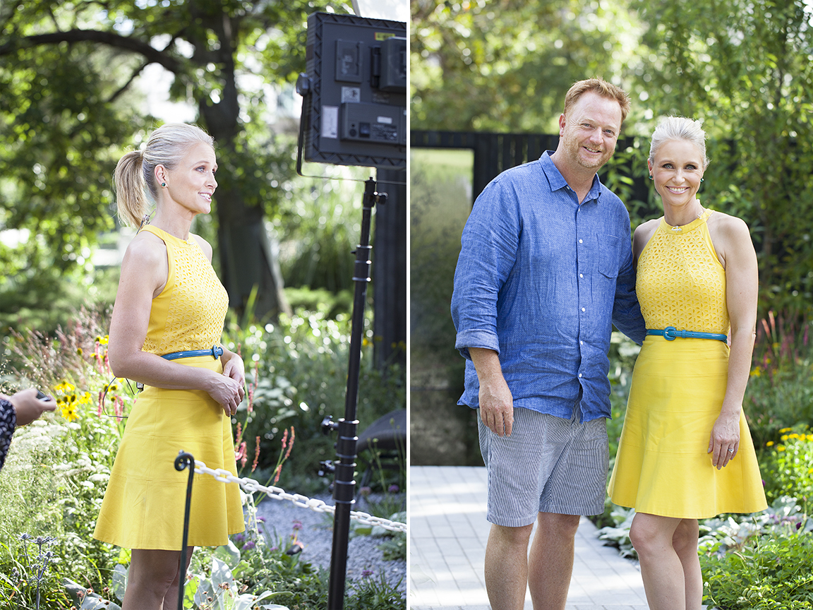 Livinia Nixon doing the Channel 9 Live Weather Cross from our garden Reflection at the 2016 Melbourne International Flower & Garden Show_2