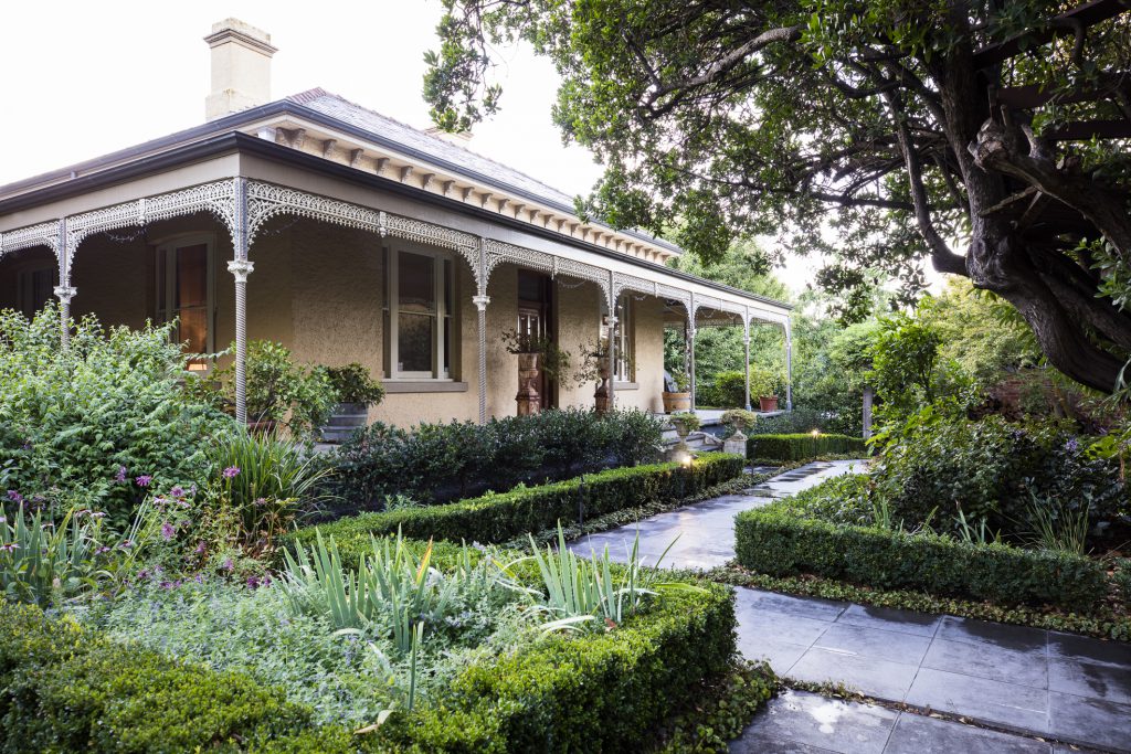 Classic formal front garden design at Ian Barker Gardens Box Hill Project